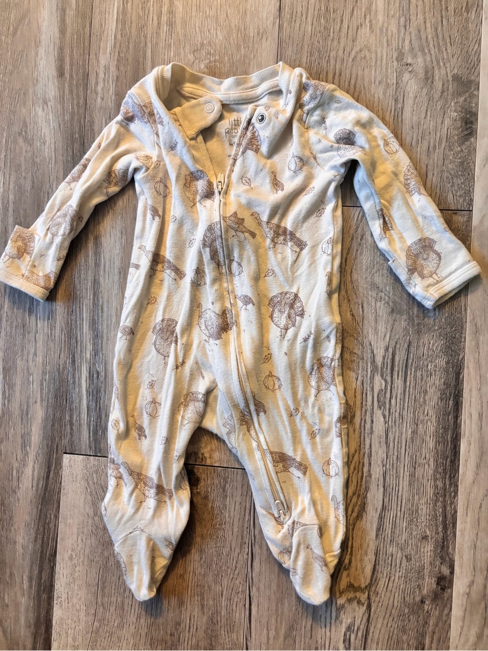Little Planet Cream & Brown Animal Print Footed One-Piece - Infant